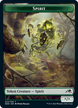 Spirit Token (012) Light Play, English Magic the Gathering MTG Kamigawa: Neon Dy - Image 1