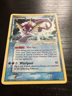 Vaporeon 102/108 - Gold Star EX Power Keepers Pokemon Card - Image 2