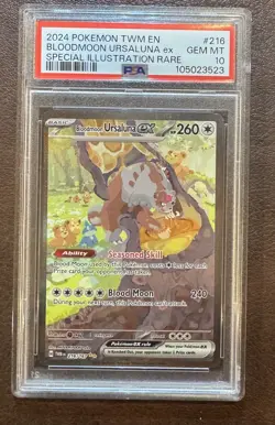 2024 POKEMON TWM EN-TWILIGHT MASQUERADE #216 BLOODMOON URSALUNA EX PSA 10 - Image 1