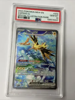 PSA 10 GEM MINT Zapdos Ex 202/165 SIR Special Illustration Rare Pokemon 151 SV - Image 1