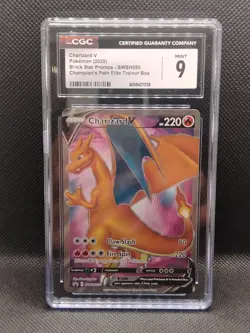 Charizard V Champions Path Pokemon Black Star Promo SWSH050 - CGC 9 Mint - Image 1