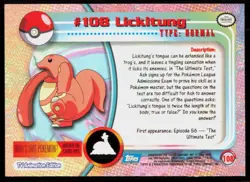 2000 Topps Pokemon TV Animation Series 2 Lickitung Blue Logo #108 - Image 2