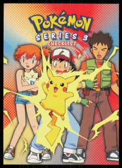 2000 Topps Pokemon TV Animation Series 3 Checklist Misty Brock Ash Pikachu #NNO - Image 1