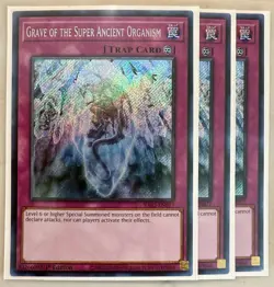 Yugioh! 3x Grave of the Super Ancient Organism RA03-EN077 Secret Rare 1st Ed NM - Image 1