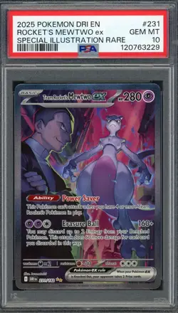 PSA 10 Team Rocket's Mewtwo ex Destined Rivals 231/182 Holo Pokemon Card B6 - Image 1