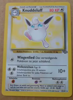 German Knuddeluff 32/64 Rare Non-Holo Wigglytuff Jungle Set Pokemon Card NM - Image 1