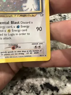 Pokemon TCG Lugia Neo Genesis Holo Rare Card9/111 Unlimited EditionVintage - Image 5