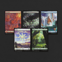 Foil Full Art Outlaws of Thunder Junction Lands. Complete Set (5 Lands) Near Min - Image 1