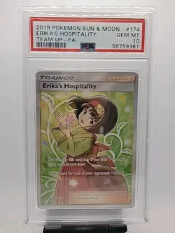 Pokemon PSA Gem 10 Erika's Hospitality 174/181 Sun & Moon Team Up Full Art Mint - Image 1