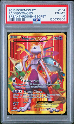 PSA 6 2015 Pokemon XY Breakthrough Full Art Mewtwo EX 164/162 Secret Rare Holo - Image 1
