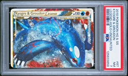 SWIRL PSA 7 2010 Pokemon HGSS Undaunted Kyogre & Groudon Legend Top 87/90 Holo - Image 1
