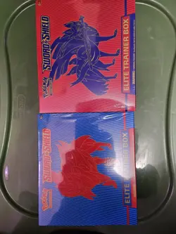 Pokemon Sword and Shield Base Set Elite Trainer Box ETB Pair Zacian & Zamazenta - Image 1
