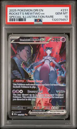 2025 POKEMON DRI EN-DESTINED RIVALS #231 TEAM ROCKET'S MEWTWO EX PSA 10 - Image 1