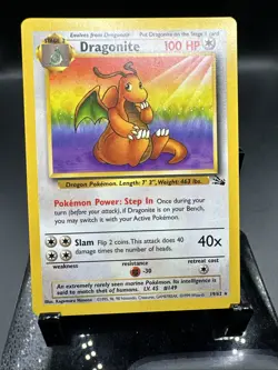 1999 Pokemon Dragonite • Fossil Set 19/62 • Non-Holo Moderate Play - Image 1