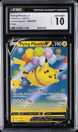 2021 POKEMON CELEBRATIONS - HOLO #006/025 FLYING PIKACHU V CGC 10 GEM MINT - Image 1