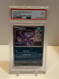 Pokemon Sableye Holo Rare Promo Card 136/193 Paldea Evolved Cosmos Swirls PSA 9 - Image 1