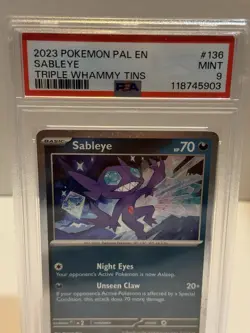 Pokemon Sableye Holo Rare Promo Card 136/193 Paldea Evolved Cosmos Swirls PSA 9 - Image 2