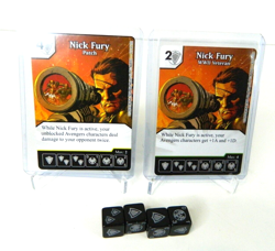 Marvel Dice Masters Avengers VS X-Men AVX Nick Fury 3 card Set CUR + 4 Dice - Image 1