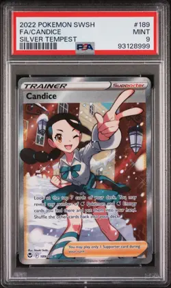 PSA 9 MINT Candice Full Art Silver Tempest Trainer Pokemon Card 189/195 - Image 1