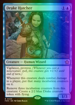 MTG Magic the Gathering Drake Hatcher (35/789) Foundations LP FOIL - Image 1