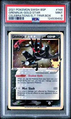 2021 POKEMON SWSH BLACK STAR PROMO #144 GRENINJA-GOLD STAR PSA 9 - Image 1