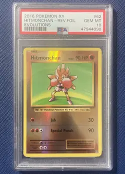 2016 Pokemon XY Evolutions Reverse Holo Hitmonchan #62 PSA 10 GEM MINT - Image 1