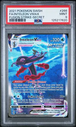 2021 POKEMON SWORD & SHIELD FUSION STRIKE SECRET FULL ART/INTELEON VMAX PSA 9 - Image 1