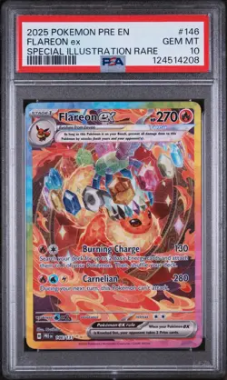2025 Pokemon Prismatic Evolutions Flareon EX #146 SIR PSA 10 GEM MINT - Image 1