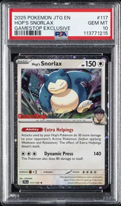 2025 POKEMON JTG EN-JOURNEY TOGETHER GAMESTOP EXCLUSIVE HOP'S SNORLAX PSA 10 - Image 1