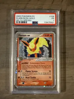 2005 Pokemon Flareon EX Holo Delta Species #108 PSA 1 PR - Image 1