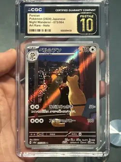 Pokemon TCG Persian 075/064 (2024) Night Wanderer AR Holo CGC 10 PRISTINE - Image 1