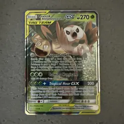 Rowlet & Alolan Exeggutor GX Tag Team Pokemon Card Sun & Moon 1/236 Holo - Image 1