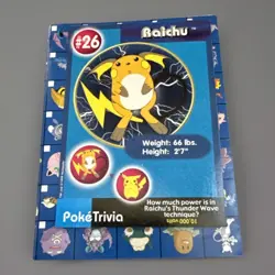Pikachu Raichu 1999 Original 151 Pokemon Burger King PokeTrivia Trading Card #26 - Image 1