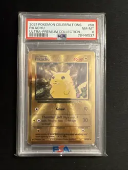 2021 PIKACHU #58 POKEMON Ultra Premium Collection Celebrations METAL CARD PSA 8 - Image 1