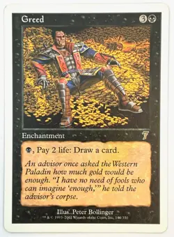 Greed 7th Edition Rare 2001 MTG Magic The Gathering LP - Image 1