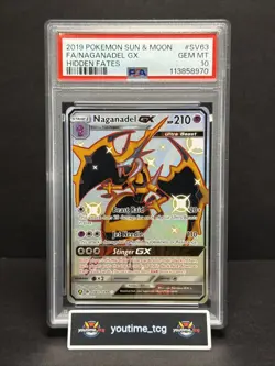 2019 Pokemon Sun & Moon: Hidden Fates Shiny Vault Fa Naganadel GX #SV63 PSA 10 - Image 1