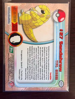 Pokemon Topps - TV Animation Edition - Sandshrew #27 GREEN LABEL - Image 2