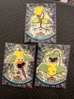 Bellsprout Weepinbell Victreebell BLUE Logo 1999 Topps TV Series 1 Pokemon - Image 1