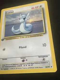1st Edition Dratini #26/102 German Pokemon TCG 1999 Vintage - Image 3