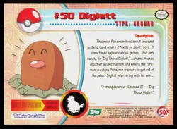 1999 Topps Pokemon TV Animation Series 1 Diglett Green Logo #50 - Image 2