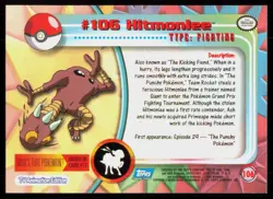2000 Topps Pokemon TV Animation Series 2 Hitmonlee Blue Logo #106 - Image 2
