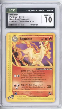 CGC 10 GEM MINT Rapidash 2002 Black Star Promo 51 Pokemon TCG POKEMON CENTER NY - Image 1