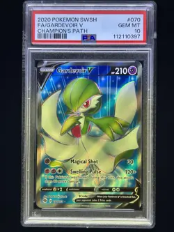 2020 POKEMON SWORD & SHIELD CHAMP'S PATH #070 FULL ART/GARDEVOIR V PSA 10 - Image 1