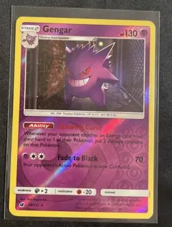 Gengar Reverse Holo 38/111 Pokemon Card 2017 Crimson Invasion LP - Image 3