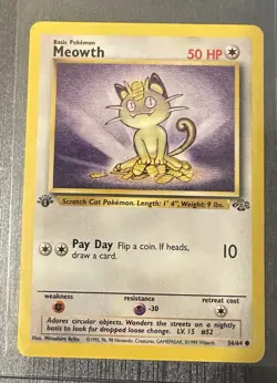 Pokemon Meowth Jungle 1st Edition Card 56/64 - Image 1
