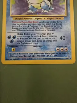 1999 Holo Rare Blastoise 2/102 Base Set Pokemon Card WOTC TCG Original Set - MP - Image 3