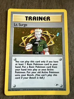 Pokemon TCG Lt. Surge Trainer 17/132 Gym Heroes Vintage Card From 2000 - Image 1