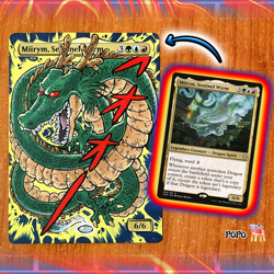 MtG "Miirym, Sentinel Wyrm + D. Globe" Handpainted Altered Magic the Gathering - Image 3