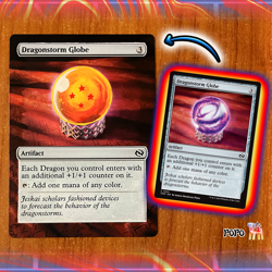 MtG "Miirym, Sentinel Wyrm + D. Globe" Handpainted Altered Magic the Gathering - Image 4