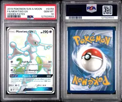 2019 POKEMON SUN & MOON HIDDEN FATES MEWTWO GX SV59/SV94 PSA 10 - Image 3